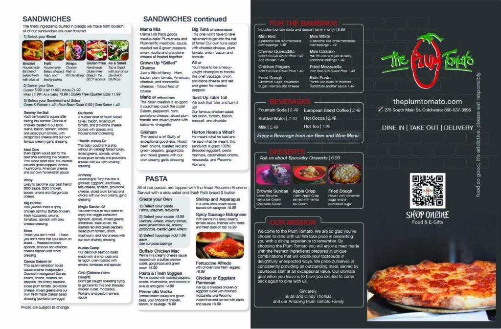 Red tomato deals menu